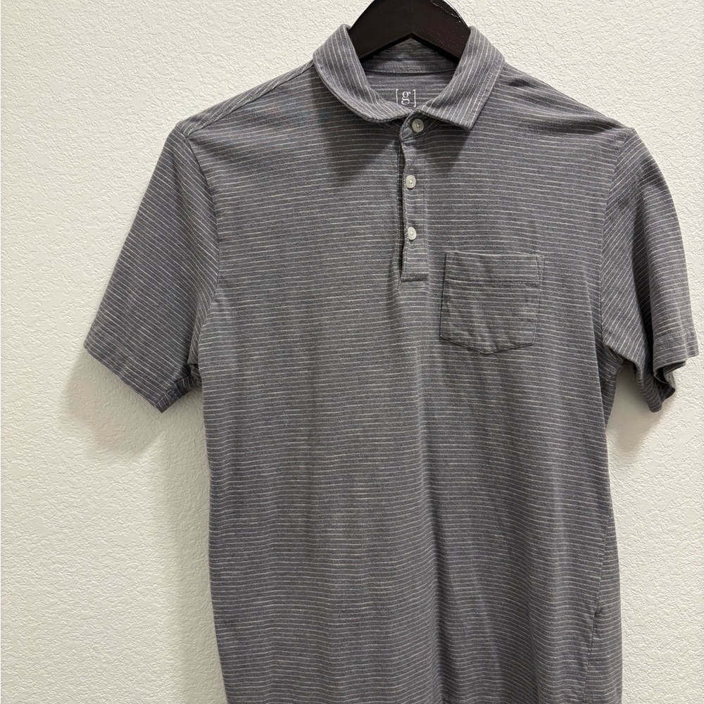 George Men's Charcoal Striped Polo Shirt, Size S, Good condition